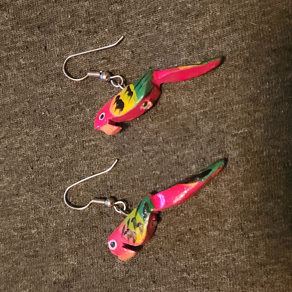 Painted Parrot Maccaw Earrings